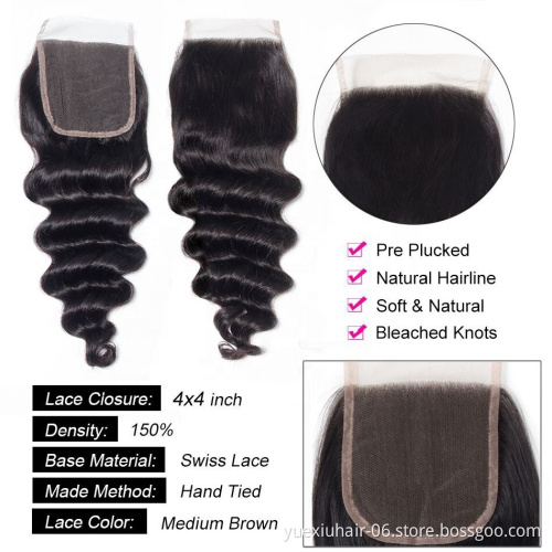 CELIE Cheap Remy Lace Frontal Closure 150% Density 4x4 Loose Deep Wave Lace Closure for Women
